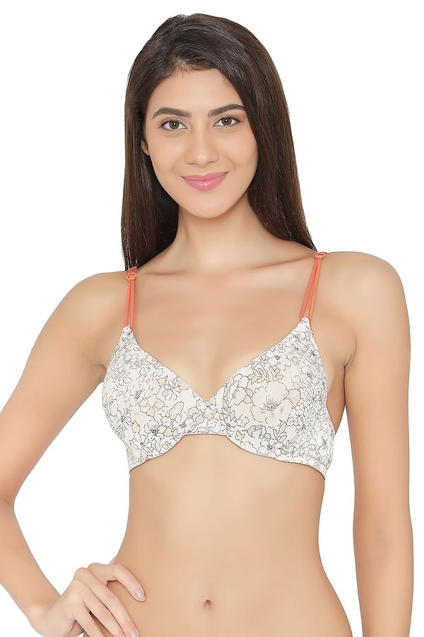 Buy Padded Underwired Demi Cup Floral Print Push Up T Shirt Bra Online India Best Prices Cod