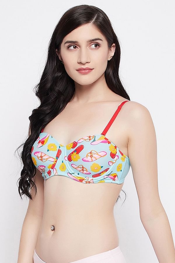 Buy Padded Underwired Full Cup Printed Multiway Balconette Bra In Powder Blue Online India Best 9391