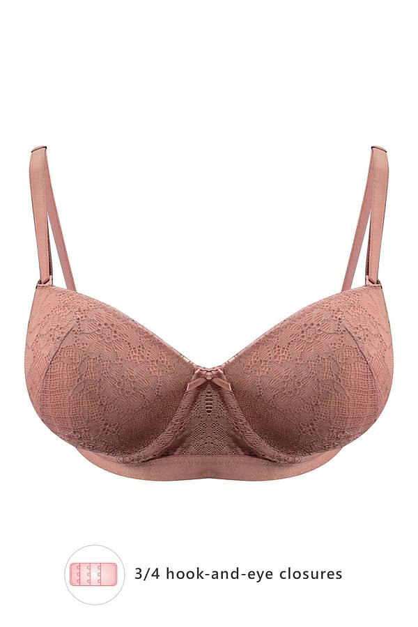 Buy Padded Underwired Full Cup Strapless Balconette Bra In Rouge Pink Lace Online India Best 0741