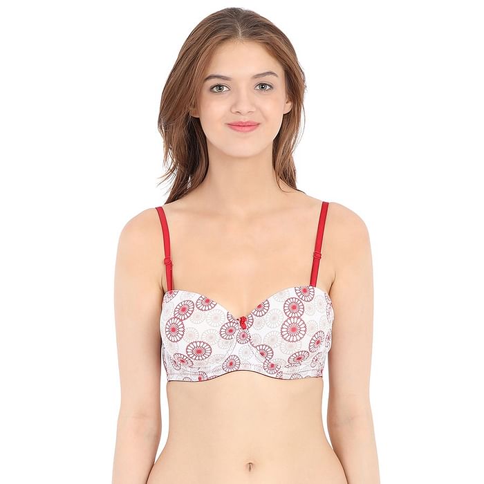 

Clovia Padded Underwired Multiway Strapless T-Shirt Bra with Balconette Style - BR1365R18, White