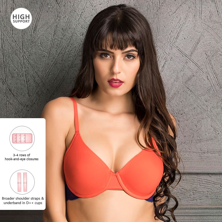 Buy Padded Underwired Demi Cup Push-up Bra in Orange Online India, Best  Prices, COD - Clovia - BR1195A16
