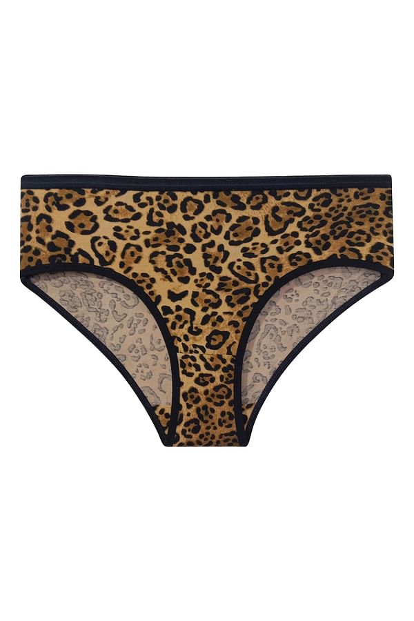 Buy Mid Waist Animal Print Hipster Panty in Brown - Cotton Online India ...