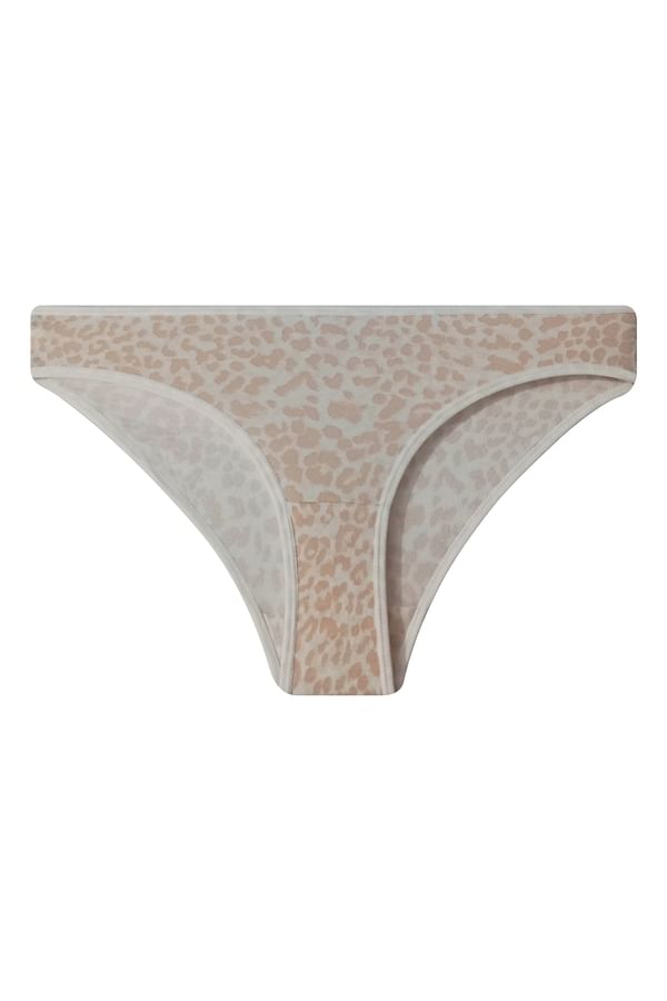 Buy Low Waist Animal Print Bikini Panty in White Cotton Online India