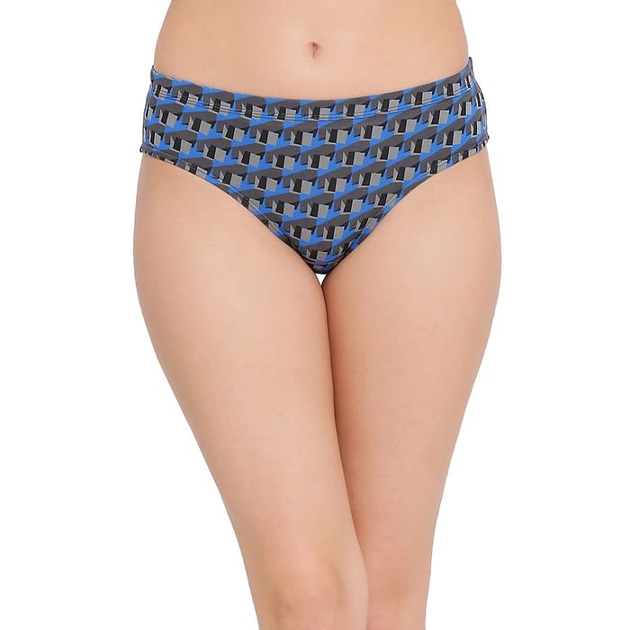 

Clovia Mid Waist Printed Hipster Panty with Inner Elastic in Grey - Cotton - PN5015R05, Dark grey