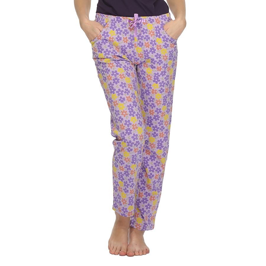 Buy Printed Cotton Pyjama In Lavender Online India, Best Prices, COD ...