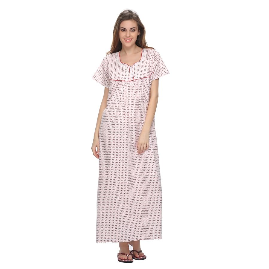 Buy Printed Soft Long Nighty in Red Color Online India, Best Prices ...