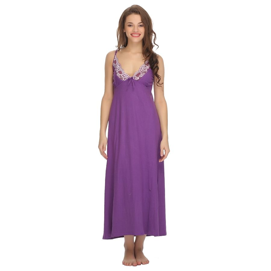 Buy Purple Cute Knitted Nightdress Online India, Best Prices, COD ...