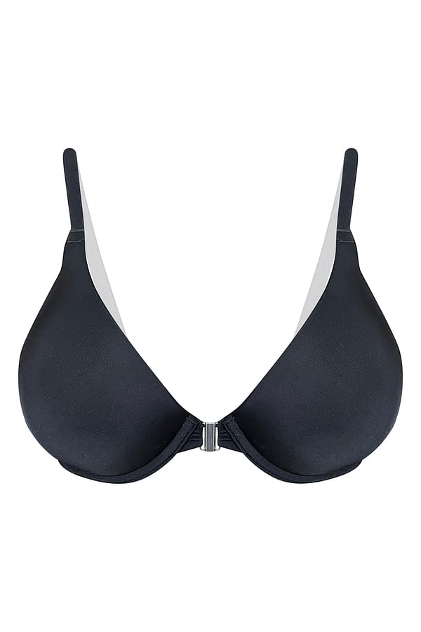 Buy Level 1 Push Up Underwired Demi Cup Front Open Plunge Bra In Black Online India Best Prices 