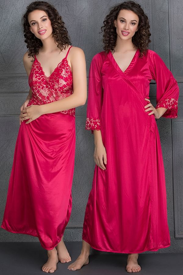 satin night gown and robe set