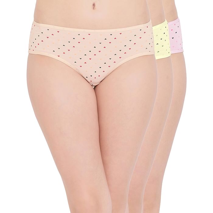

Clovia Pack of 3 Mid Waist Heart Print Hipster Panties - Cottonnties - Cotton - PN2938B30, Assorted