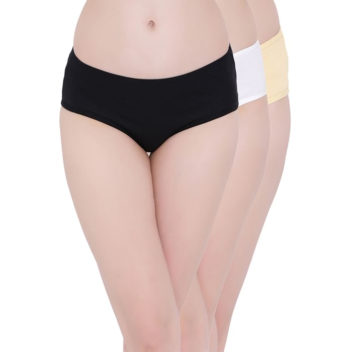 

Clovia Pack of 3 Mid Waist Bikini Panties - Cotton - PN2946B30, Assorted