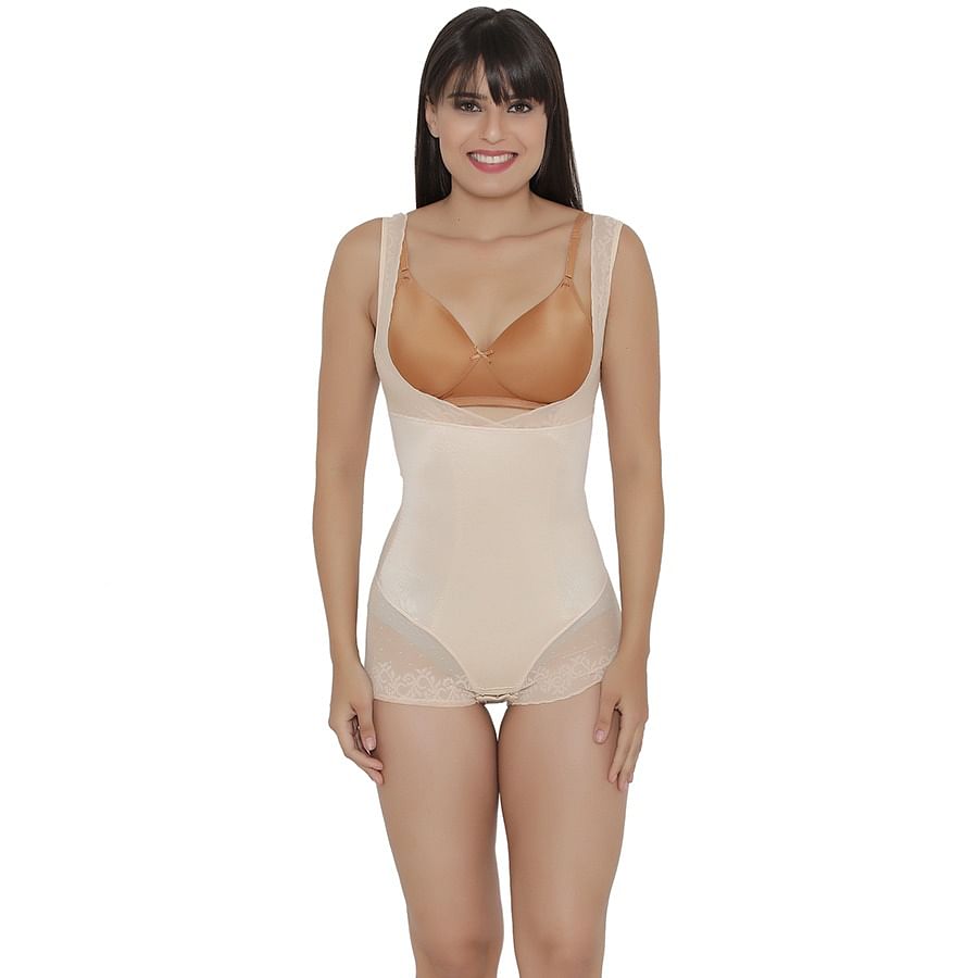 Clovia Women's Sheer Patterned Body Suit