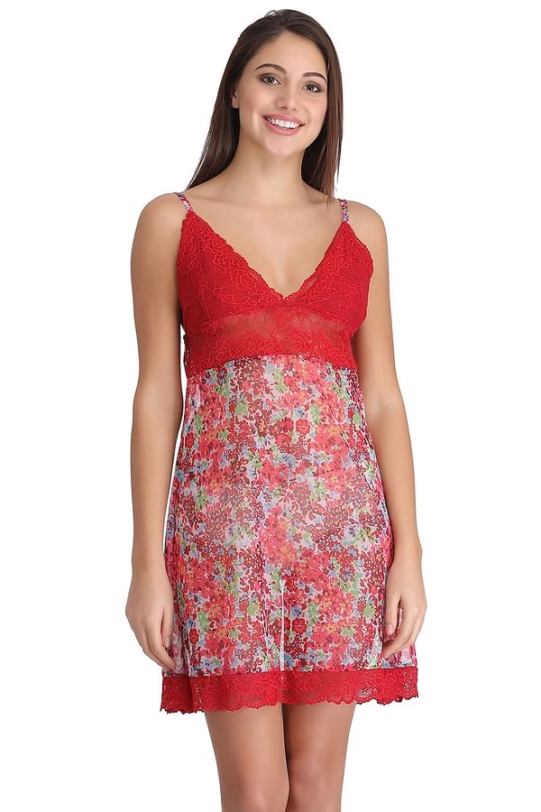 Buy Sheer Printed Babydoll with Lace Cups Online India, Best Prices ...