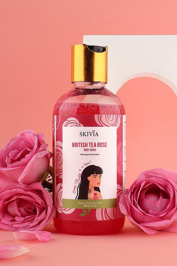 Buy Skivia British Tea Rose Body Wash With Orange Green Tea And Neem 200 Ml Online India Best 