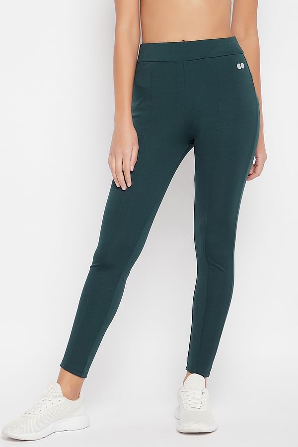 Buy Snug Fit Ankle-Length High-Rise Active Tights in Dark Green Online ...