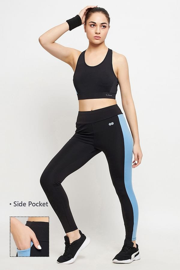 Buy High Rise Active Tights in Black with Side Pocket Online India ...