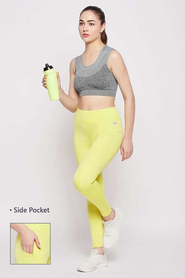 Buy High-Rise Active Tights in Neon Green with Side Pocket Online India ...