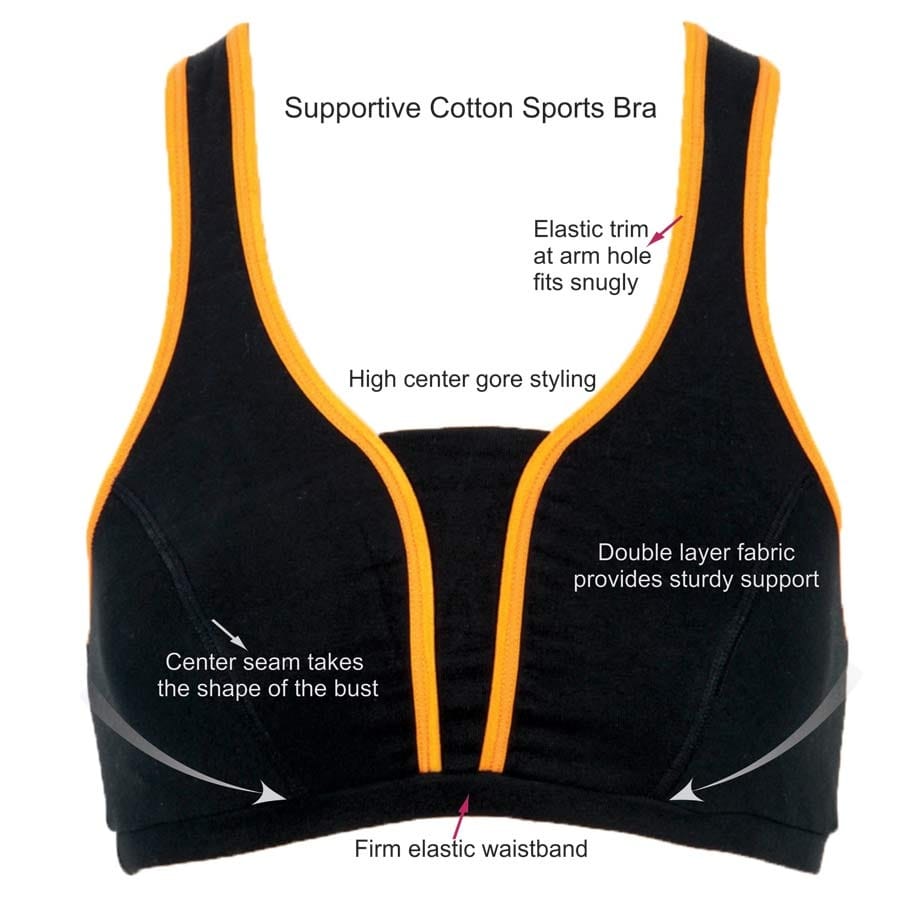 Soft Cup Cotton Sports Bra In Black, Bras All Bras Online Lingerie