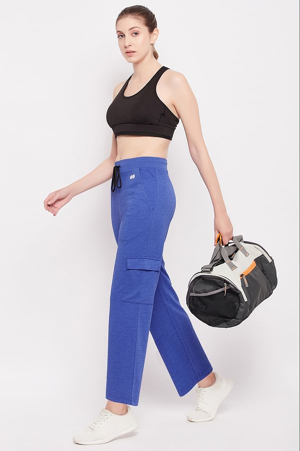 Pantalones cargo de cintura con cordón de pierna ancha | Track pants women, Blue  cargo pants, Navy blue pants outfit
