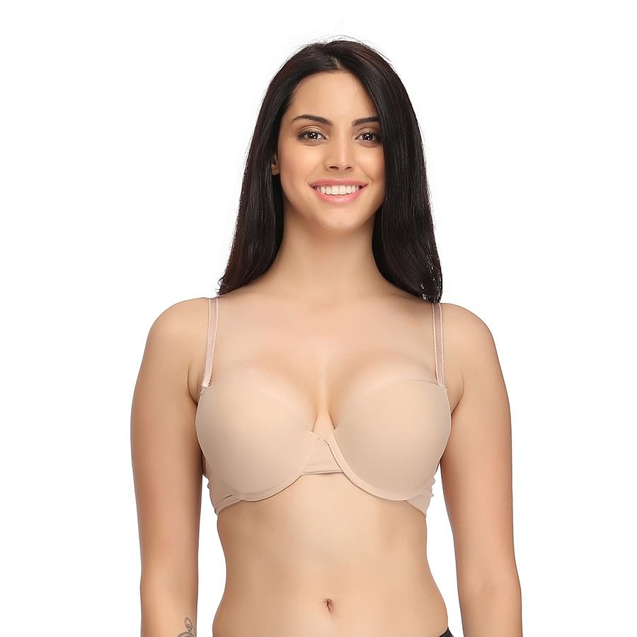 Buy Underwired Push Up Demi Cup Balconette Bra Skin Online India