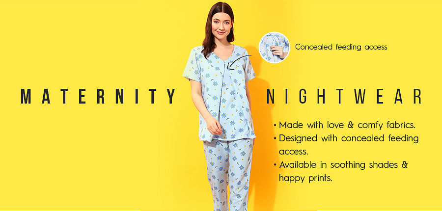 Jazba Fashion Soft And Comfortable Feeding Night Suit For Women (TOP AND  BOTTOM)