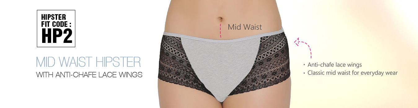 
                            Mid Waist Anti-Chafe Hipster with Lace Wings (HP2)