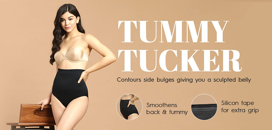 FIT PICK Tummy Tucker Women's High Waist with Anti Rolling Strips Shapewear  for Women, Tummy Shaper Comfortable Seamless Shapewear Beige
