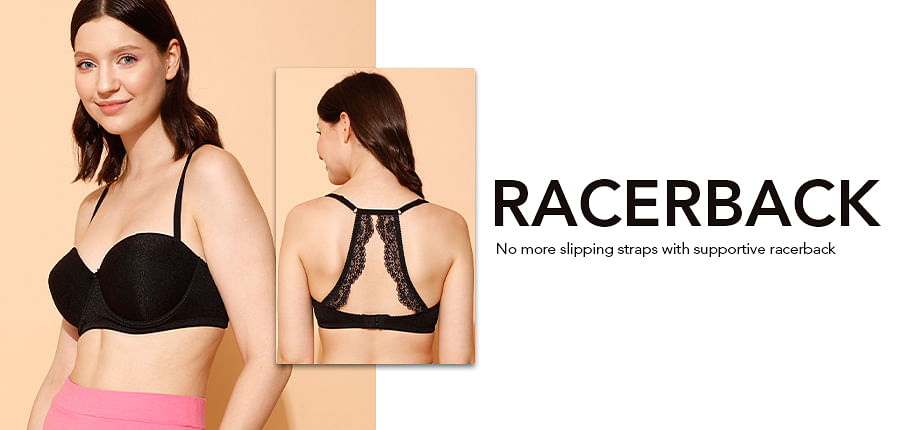 Womens Light Support Strappy Racer Back Bra - All in India