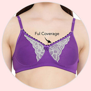 Buy Clovia Women's Lace Solid Non-Padded Full Cup Wire Free Bra  (BR0181Q47_Light Blue_32B) at