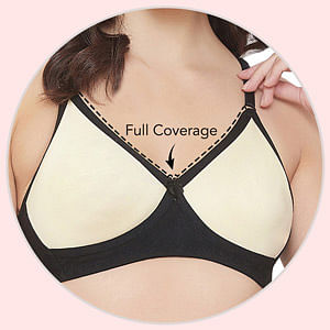 Buy Cotton Rich T shirt Bra in Black and Blush Pink Color with Cross-Over  Moulded Cups Online India, Best Prices, COD - Clovia