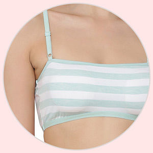 Buy Padded Non-Wired Printed Teen Bra in Melange Grey - Cotton