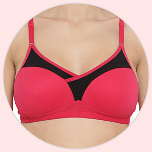 Buy M-azing Non-Padded Non-Wired Colourblocked Full Coverage Bra In Black &  Pink - Cotton Online India, Best Prices, COD - Clovia - BR0349P14