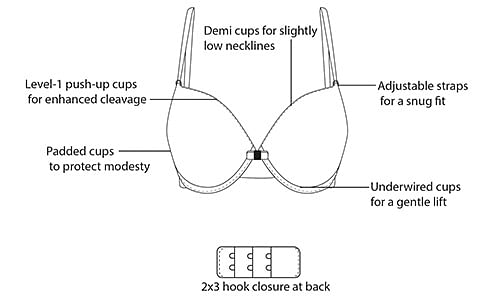 Buy Clovia Women's Cotton Level 1 Push Up Underwired Demi Cup T-Shirt Bra  (BR1496P11_Green_34D) at