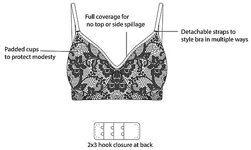 Viadha Pasties Bras for Women Fashion Lace Beauty Back Solid Strap Wrap  Plus Size Bra Underwear 
