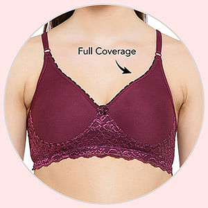 Giwb-43075805 Clovia Cotton Padded Non-Wired Multiway T-Shirt Bra -  Cranberry, 36-𐃗 at Rs 405/piece, Cotton Bra