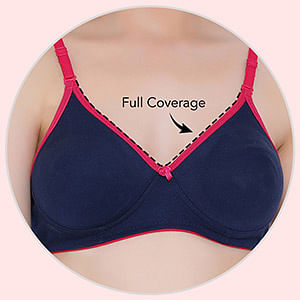 Buy Padded Non-Wired Full Cup Floral Print T-shirt Bra in Navy Online  India, Best Prices, COD - Clovia - BR1737U08