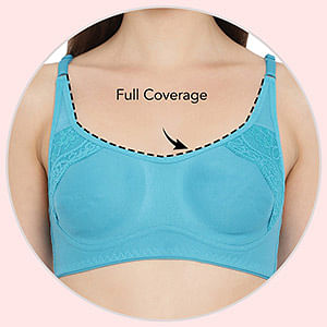Buy Non-Padded Non-Wired Full Coverage Bra with Lace in Blue - Cotton Rich  Online India, Best Prices, COD - Clovia - BR1816P03
