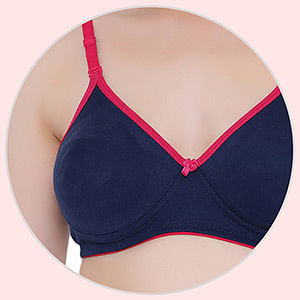 Buy Non-Padded Non-Wired Demi Cup Bra in Navy - Cotton Rich Online India,  Best Prices, COD - Clovia - BR1150P08