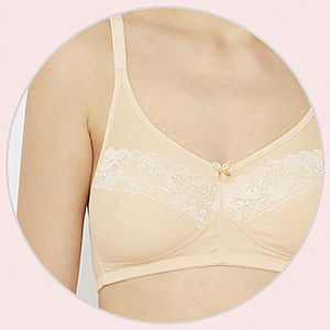Buy Non-Padded Non-Wired Full Figure Bra in Beige- Cotton & Lace Online  India, Best Prices, COD - Clovia - BR2132P24