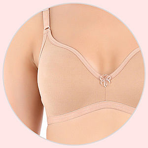 Buy Non-Padded Non-Wired Full Coverage Spacer Cup T-shirt Bra in Nude  Colour - Cotton Rich Online India, Best Prices, COD - Clovia - BR1449P24