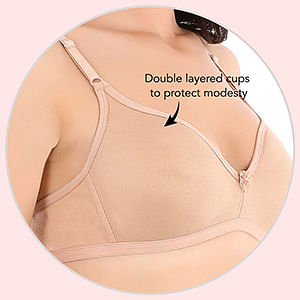 Buy Padded Non-Wired Full Figure T-shirt Bra in Nude Colour - Cotton Online  India, Best Prices, COD - Clovia - BR2500P24