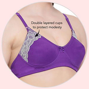 Buy Clovia Women's Pack of 2 Non Padded Wirefree Bra in Poly Cotton & Lace  (COMBBR227_Multi-Coloured_32B) at