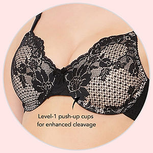 Buy Level 1 Push-Up Padded Underwired Demi Cup Bra in Dark Grey - Lace  Online India, Best Prices, COD - Clovia - BR1947P05