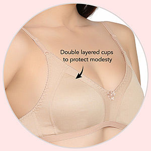 Buy Non-Padded Non-Wired Full Coverage Spacer Cup Bra in Nude Colour -  Cotton Rich Online India, Best Prices, COD - Clovia - BR1448P24