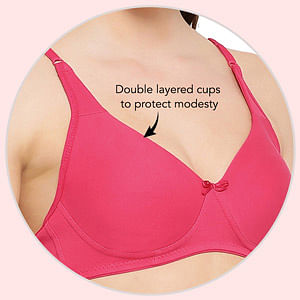 Buy Non-Padded Non-Wired Full Coverage Bra with Double Layered Cups in Pink  Online India, Best Prices, COD - Clovia - BR0636A22